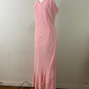 Vintage Early 90s Embellished Peach Maxi Formal Low Back Cut Imperio Sexy Dress By JULIET, PLUS SIZE Formal Sexy Dress, Size-2xl image 10