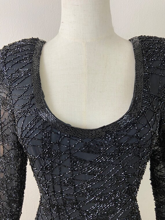 Vintage 80s OLEG CASSINI Embellished Black Cockta… - image 2