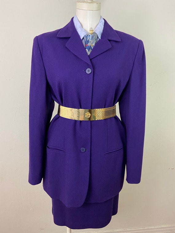 Vintage 80s Long Line Fit Purple Cotton Wool Blend