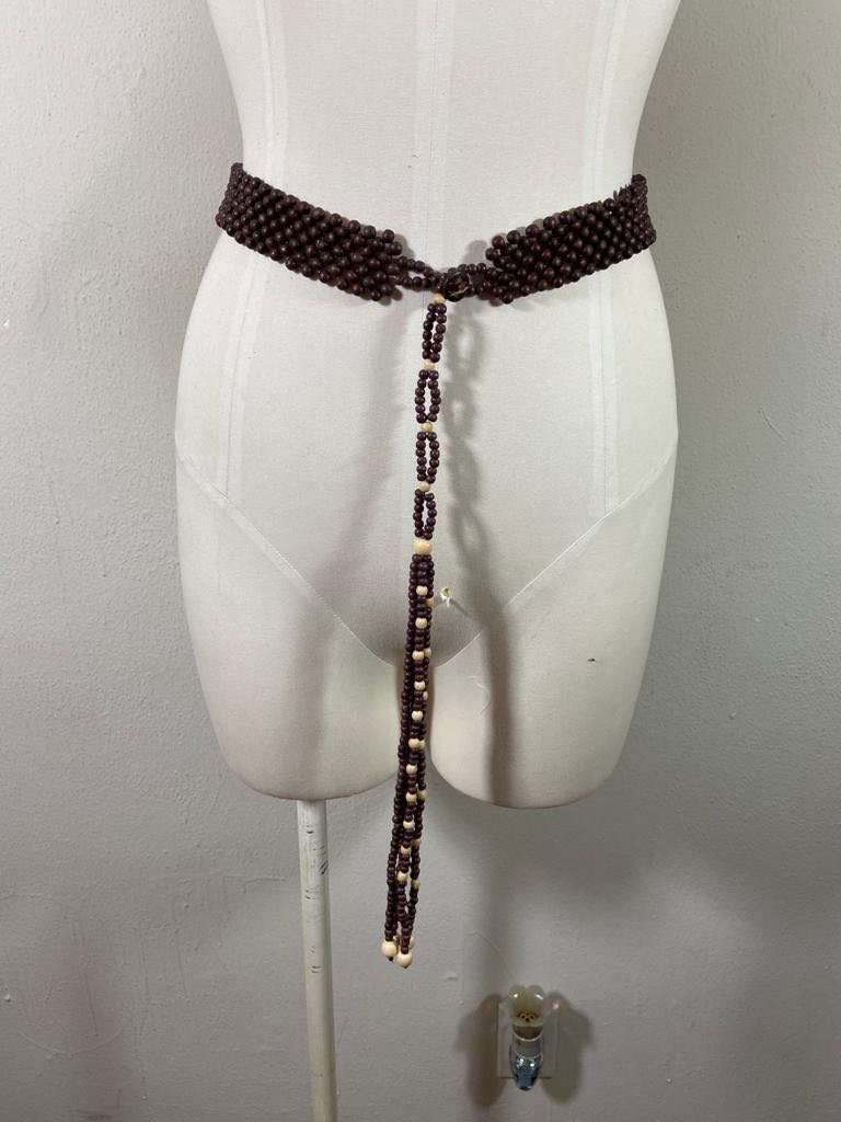 Vintage Wood Beaded Belt - Etsy display picture 3