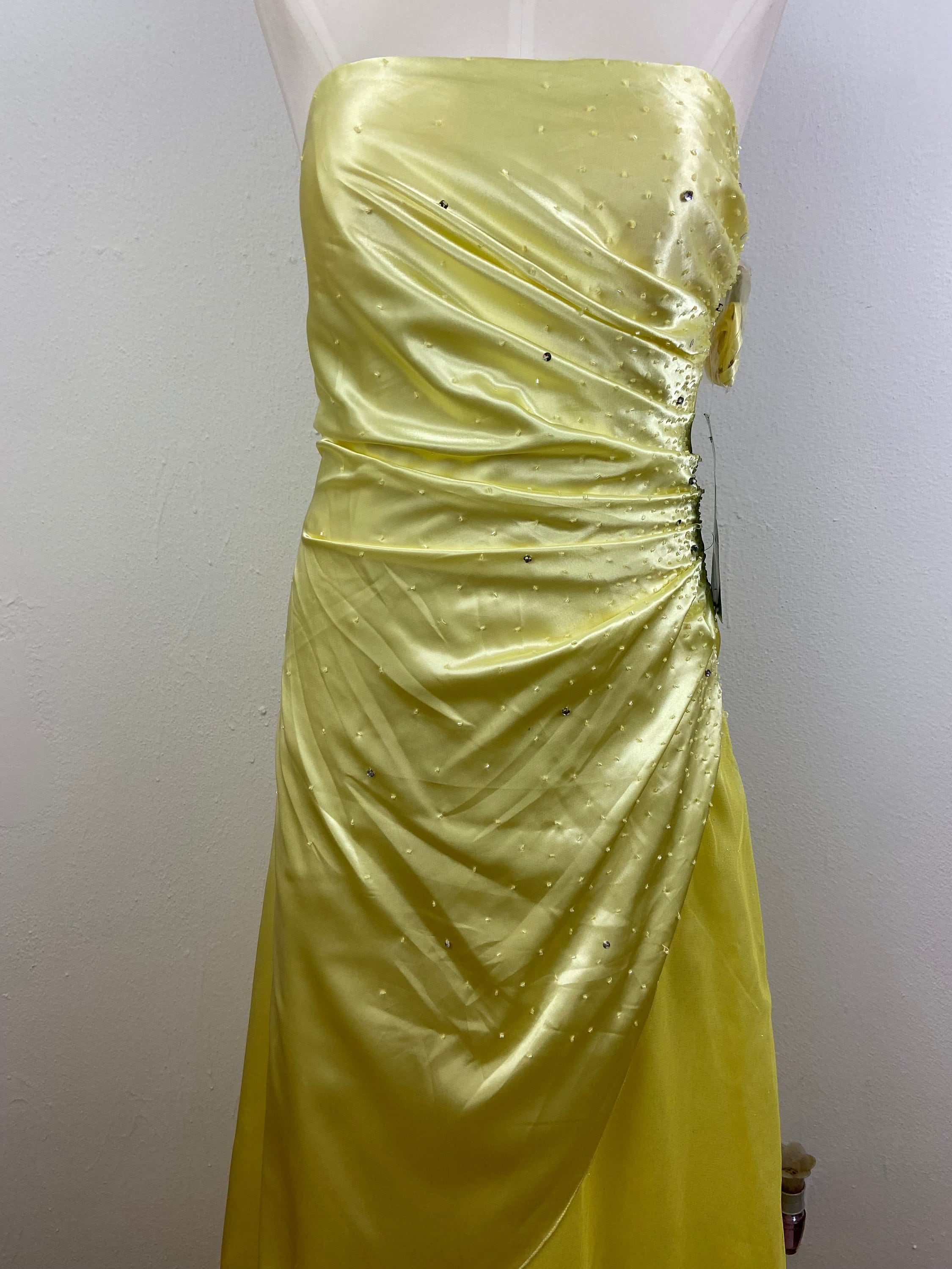 Vintage 90s Canary Yellow Halter Prom Dress: Rhinestone Mermaid Gown - Etsy  Finland
