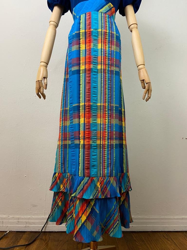 Vintage 70s Gay Gibson Maxi Dress: Plaid Ruffle Hem, Size M - Etsy
