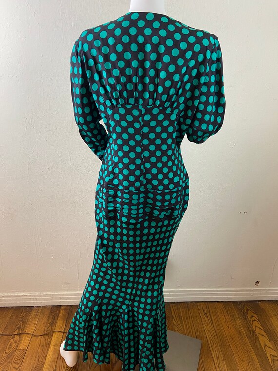 Vintage  80s Polka Dots Haute Couture Designer Dr… - image 4