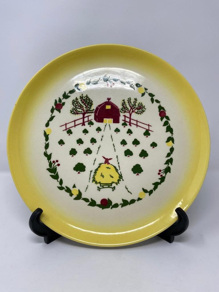 Vintage 50s Brock of California Farmhouse Dinner Pottery Ceramic Dinnerware Plates Yellow