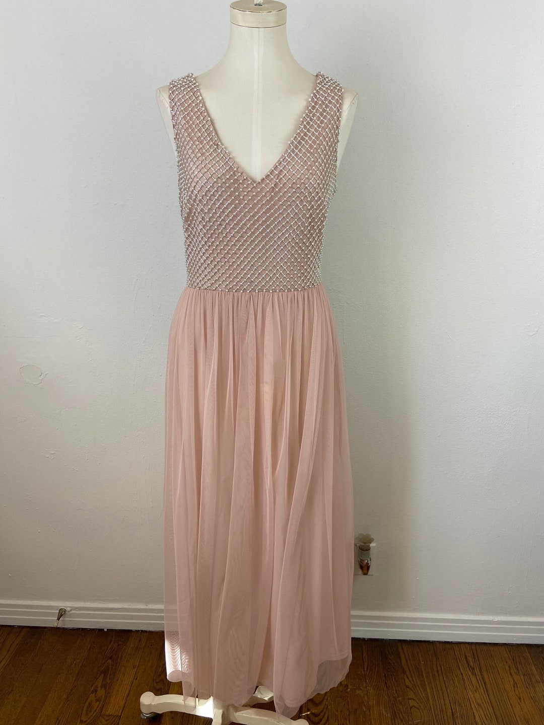 Vintage 90s Pastel Soft Pink Embellished Bustier Sleeveless TUTU