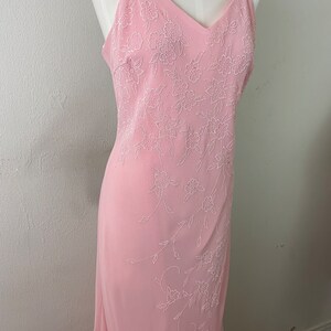 Vintage Early 90s Embellished Peach Maxi Formal Low Back Cut Imperio Sexy Dress By JULIET, PLUS SIZE Formal Sexy Dress, Size-2xl image 5