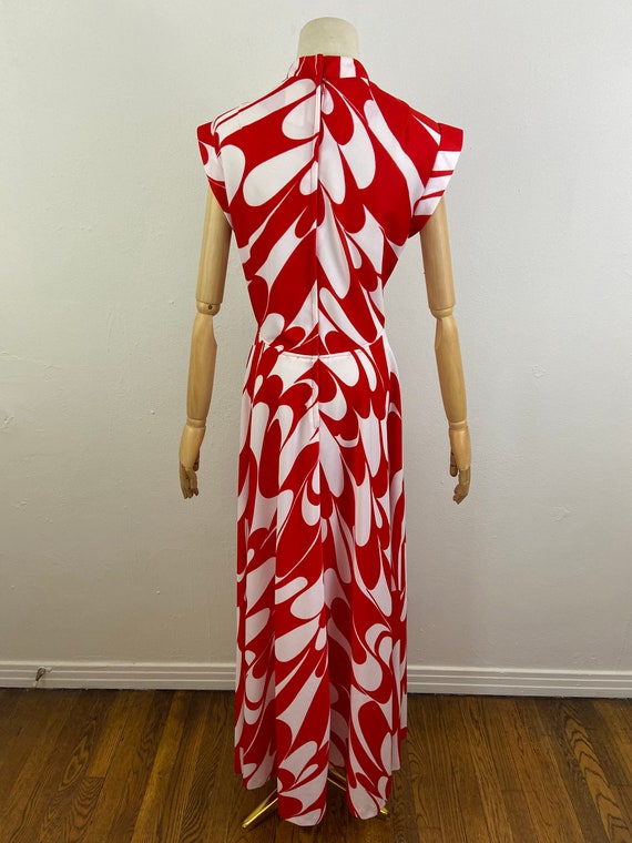 Vintage Late 60s Red And White Psychedelic Print … - image 8