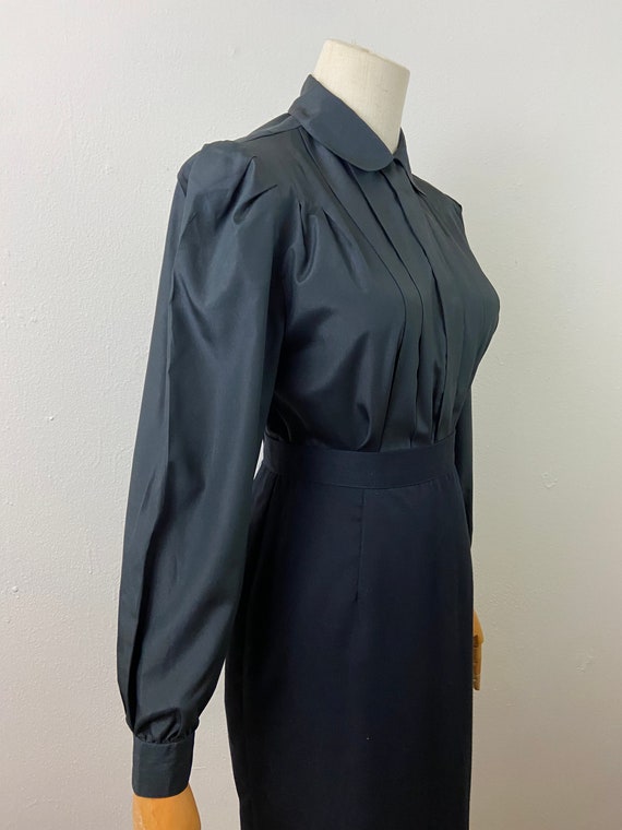 Vintage 80s Black Chinese Crepe Plated Front And … - image 10
