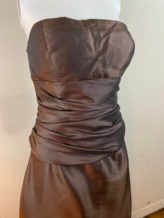 Vintage 90s BILL LEVKOFF EUROPEAN Satin Strapless… - image 2