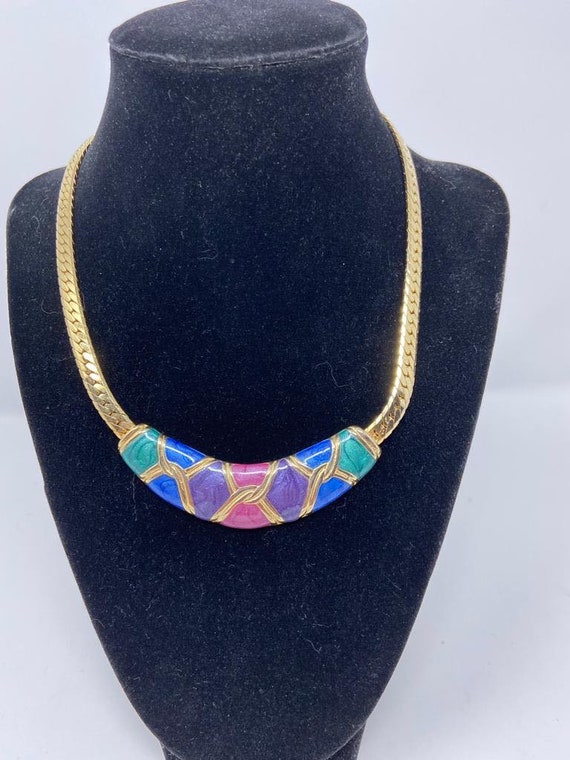 Vintage 70s 80s Monet Classic Multicolor Enamel C… - image 2