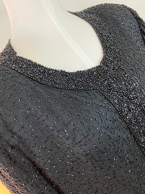 VINTAGE 80s LAURENCE KAZAR Black Sequins Beaded B… - image 4