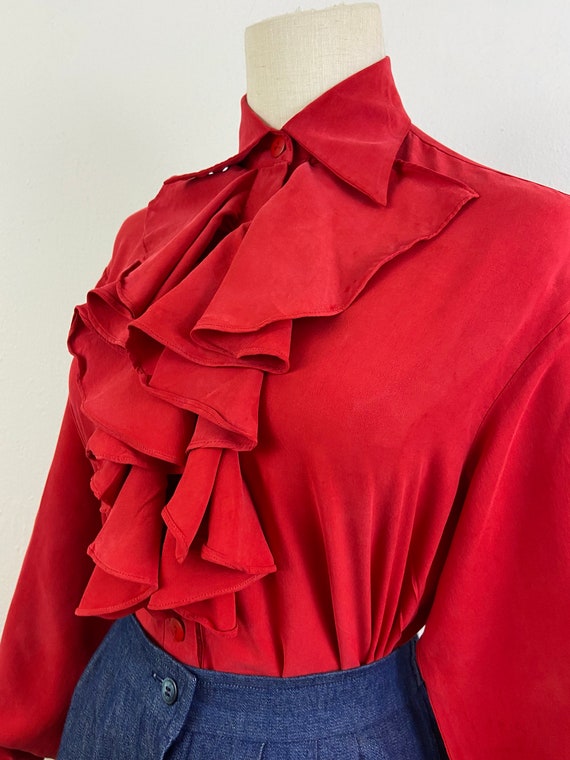 Vintage 90s Long Puffy Sleeves With Ruffle Chest … - image 5