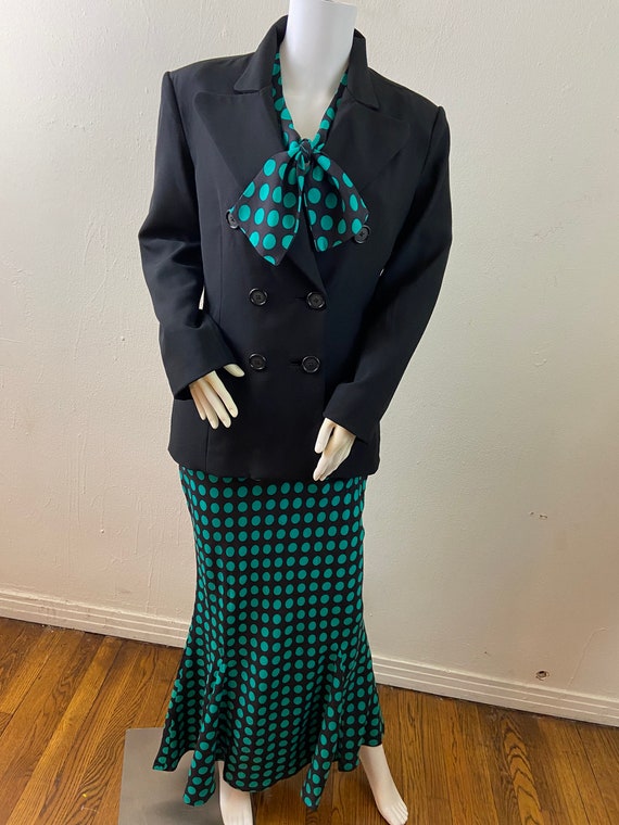 Vintage  80s Polka Dots Haute Couture Designer Dr… - image 2