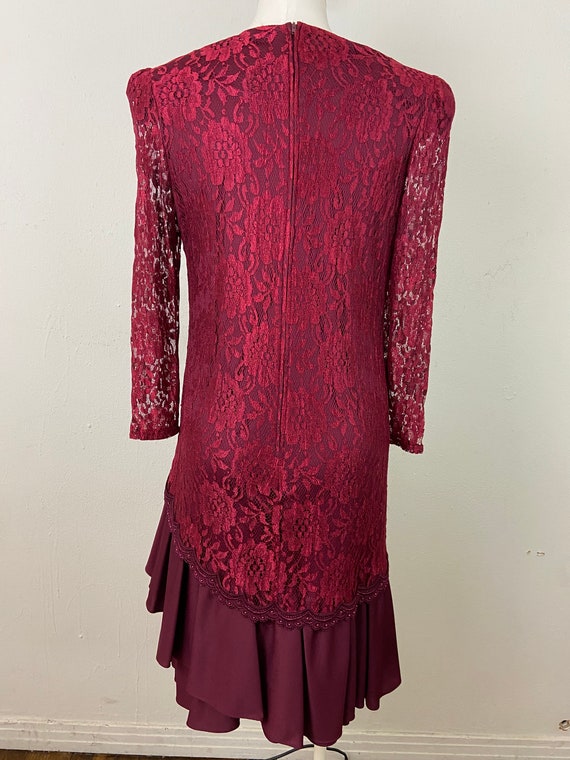 Vintage 80s David Rose Design Burgundy Wine Lace … - image 7