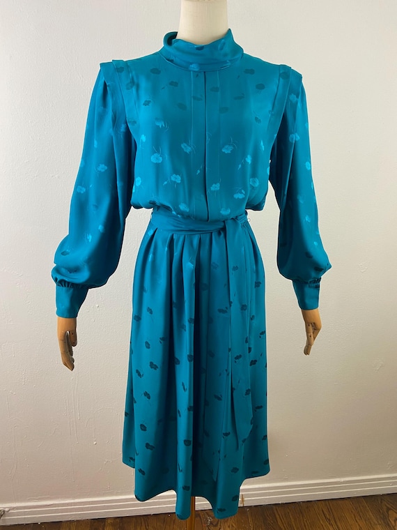 80s silk dress 1980s Morton Myles Balloon Sleeve Silk Dress-medium  La Poubelle Vintage