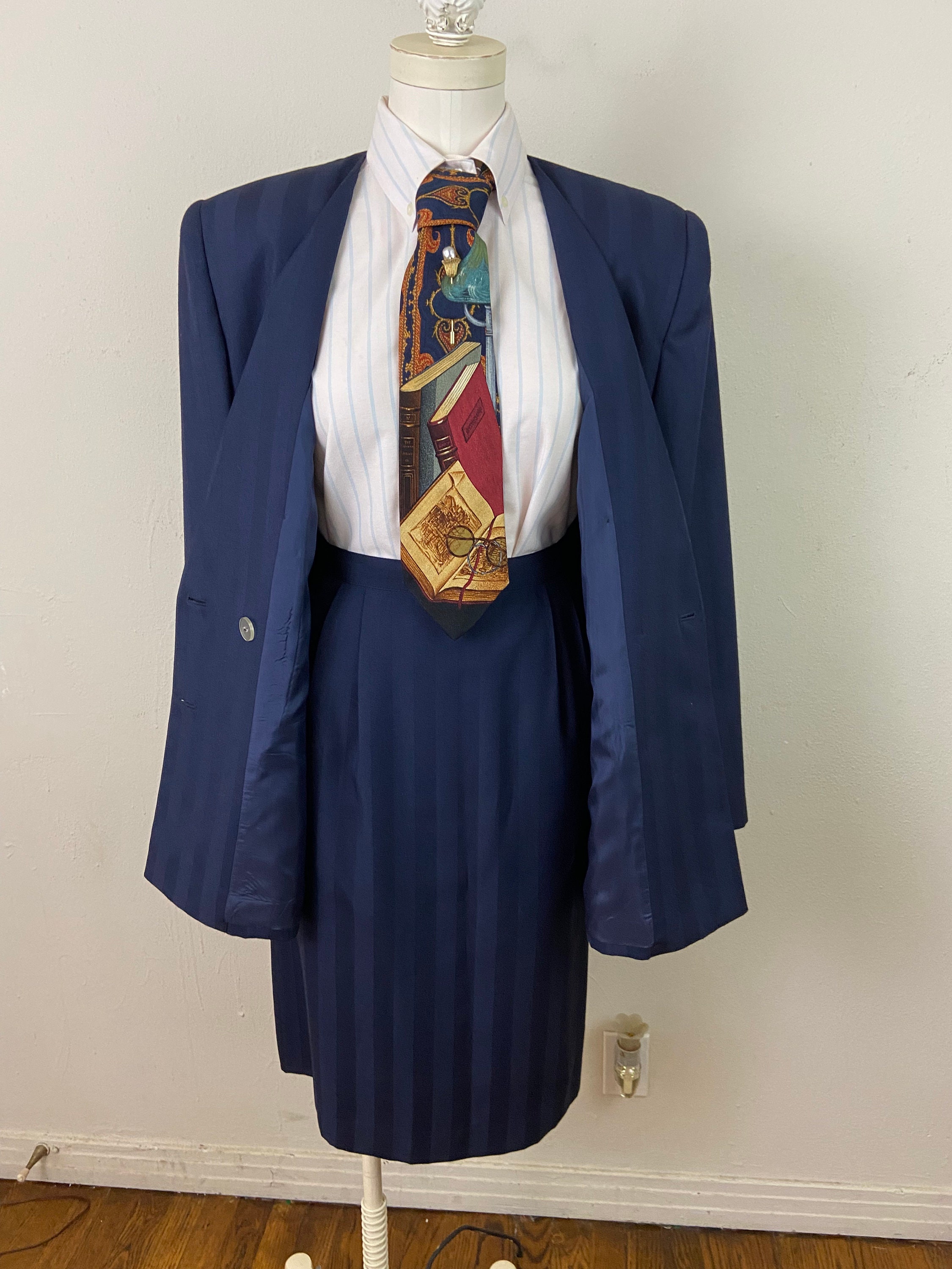 Vintage 80s Executive Navy Marine Style Suit Set by Ralph