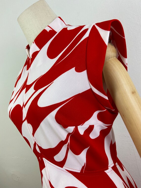 Vintage Late 60s Red And White Psychedelic Print … - image 3