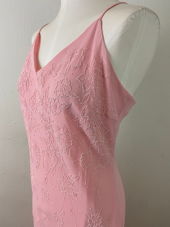 Vintage Early 90s Embellished Peach Maxi Formal L… - image 8