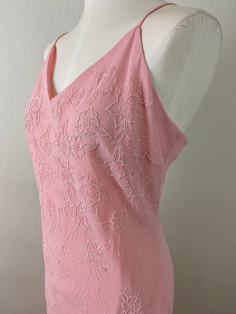 Vintage Early 90s Embellished Peach Maxi Formal Low Back Cut Imperio Sexy Dress By JULIET, PLUS SIZE Formal Sexy Dress, Size-2xl image 8