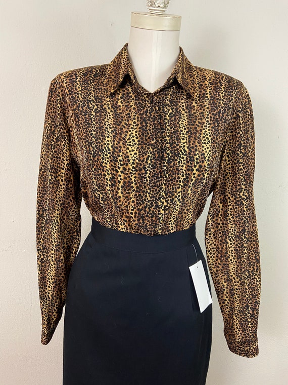 Vintage Early 90s Chita Animal Print 100% Silk Lo… - image 1