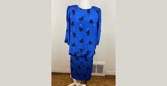 Vintage Stuart Alan Blue Dress / Size M / 30's St… - image 1