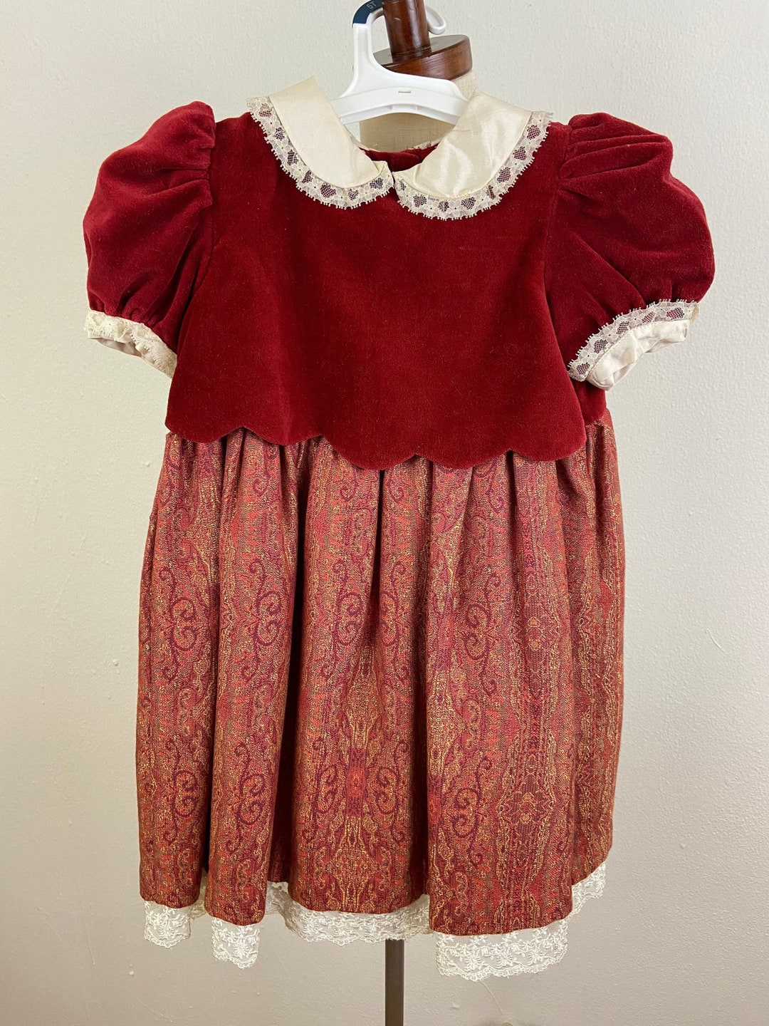 Vintage 70s Laura Ashley Damask & Velvet Toddler Dress - 24M - Etsy