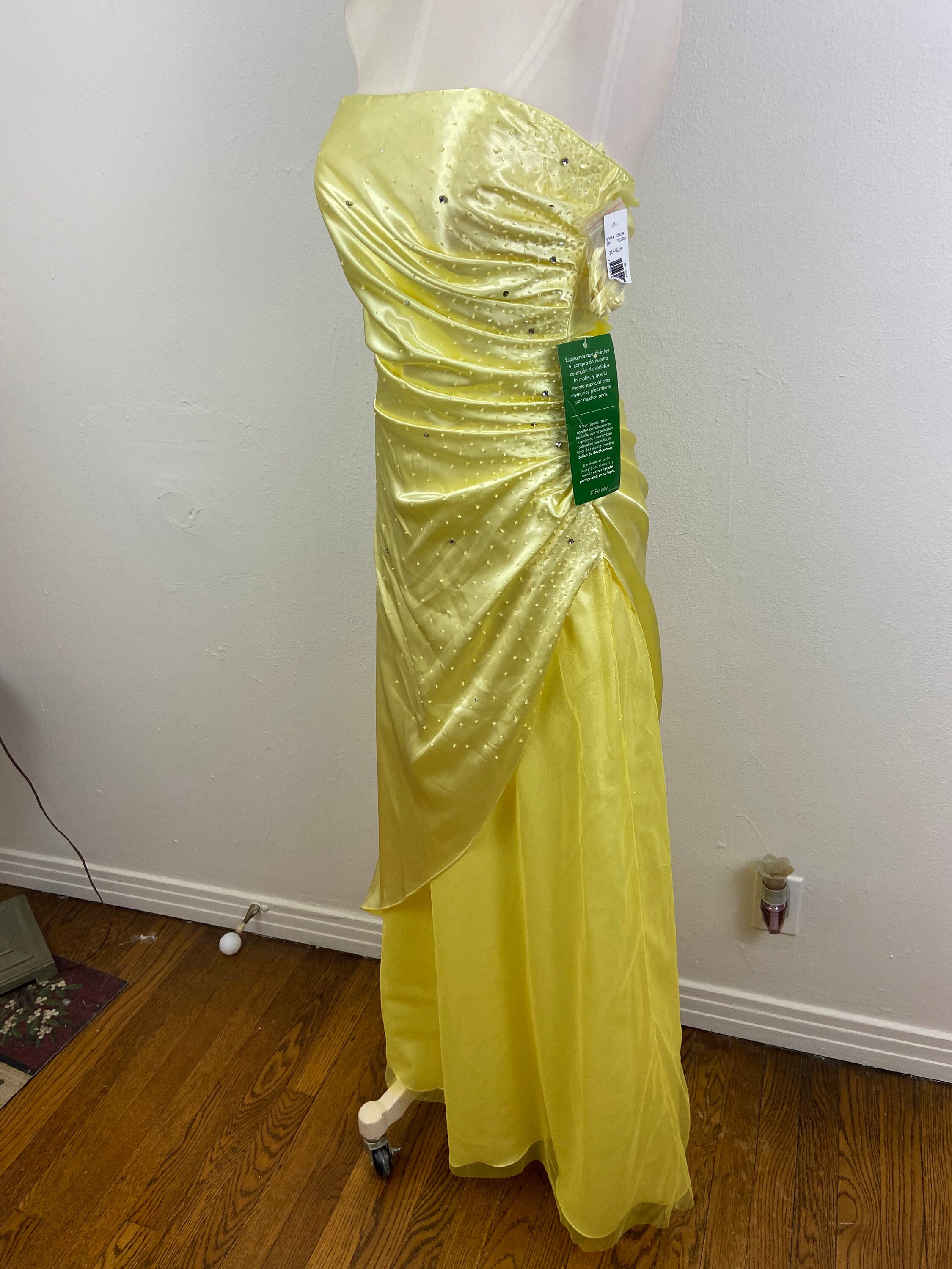Vintage 90s Canary Yellow Halter Prom Dress: Rhinestone Mermaid Gown - Etsy Vintage 90s Canary Yellow Halter Prom Dress: Rhinestone Mermaid Gown - Etsy