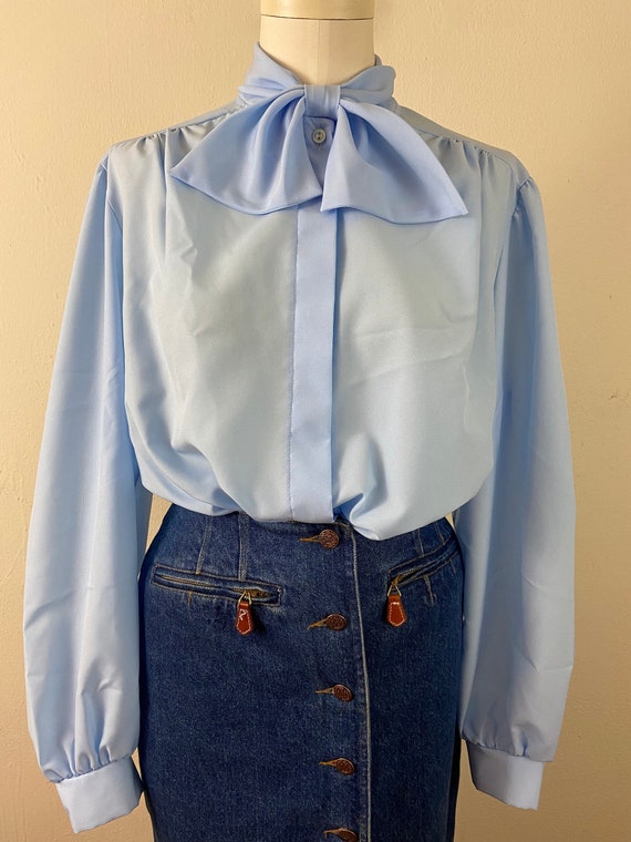 Vintage Late 70s Baby Blue Long Puffy Sleeves And 