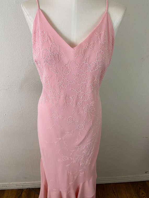 Vintage Early 90s Embellished Peach Maxi Formal L… - image 2