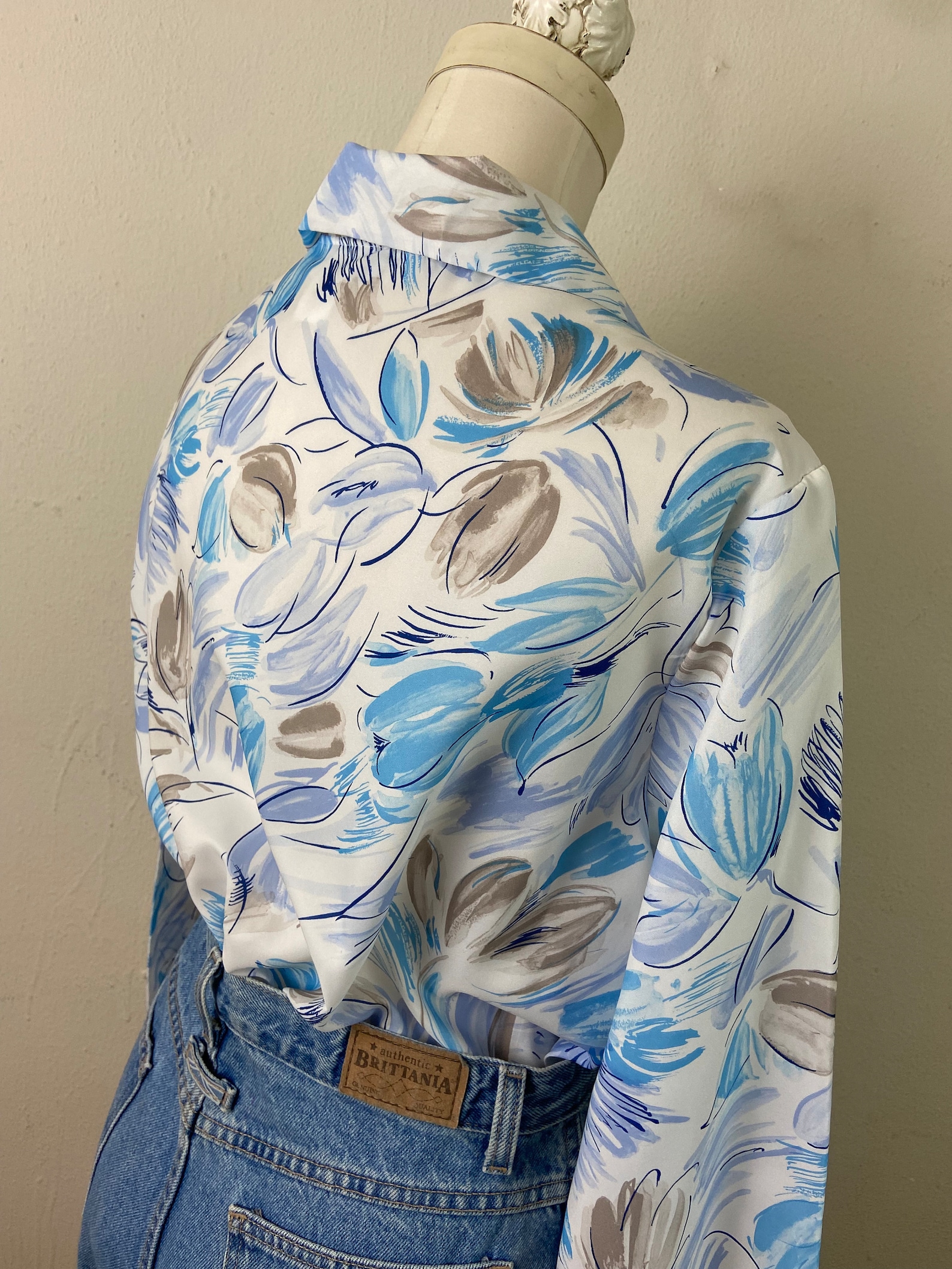 Vintage Pastel Garden Floral Blouse