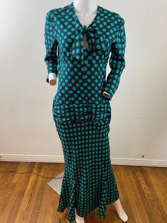 Vintage  80s Polka Dots Haute Couture Designer Dr… - image 1