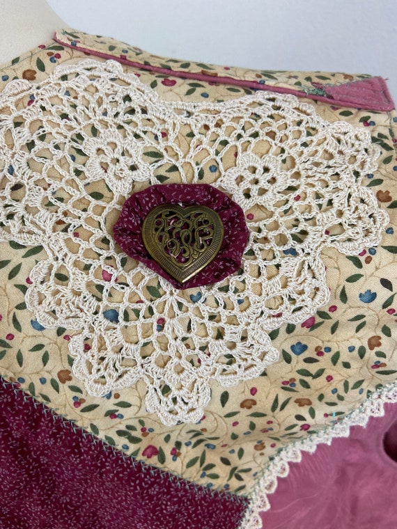 Vintage 80s Patchwork Calico Vest: Shabby Chic La… - image 8