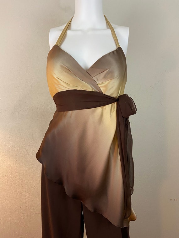 Vintage 80s CACHE BROWN OMBRÉ Lock Set/ Chiffon, … - image 2