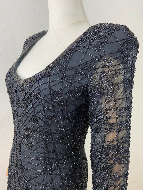 Vintage 80s OLEG CASSINI Embellished Black Cockta… - image 6