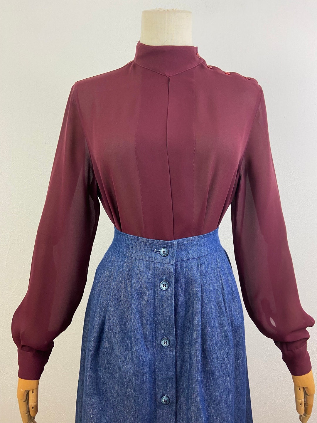 Burgundy ~ Wine ~ Maroon collarless Club Clubbing Clubwear Shirts main image 0