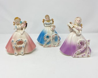 Vintage Josef Originals Birthday girl figurines dolls, birthday angel dolls, 19 20 21 years old, Sold Separately