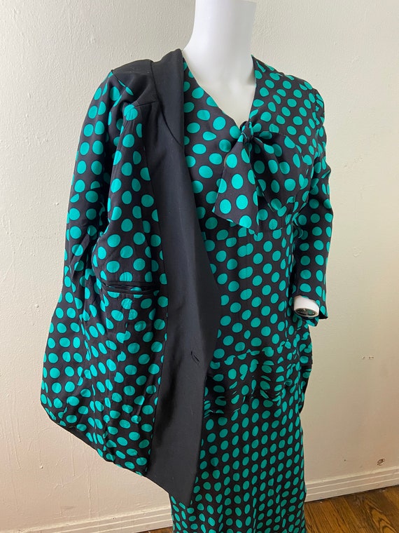 Vintage  80s Polka Dots Haute Couture Designer Dr… - image 3