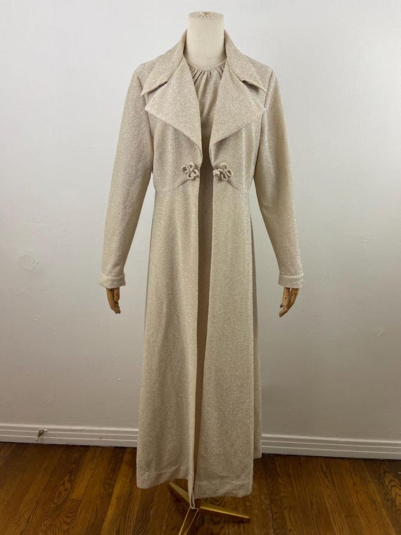 Vintage 70s Metallic Lurex Dress & Coat Set, Sleeveless Maxi Dress - Etsy