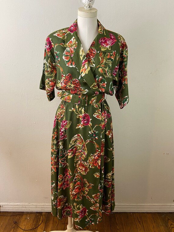 army green floral dress Skye Floral Burnout Velvet Dress main image 0