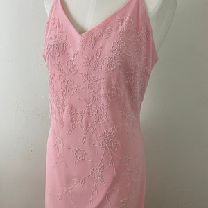 Vintage Early 90s Embellished Peach Maxi Formal Low Back Cut Imperio Sexy Dress By JULIET, PLUS SIZE Formal Sexy Dress, Size-2xl image 3