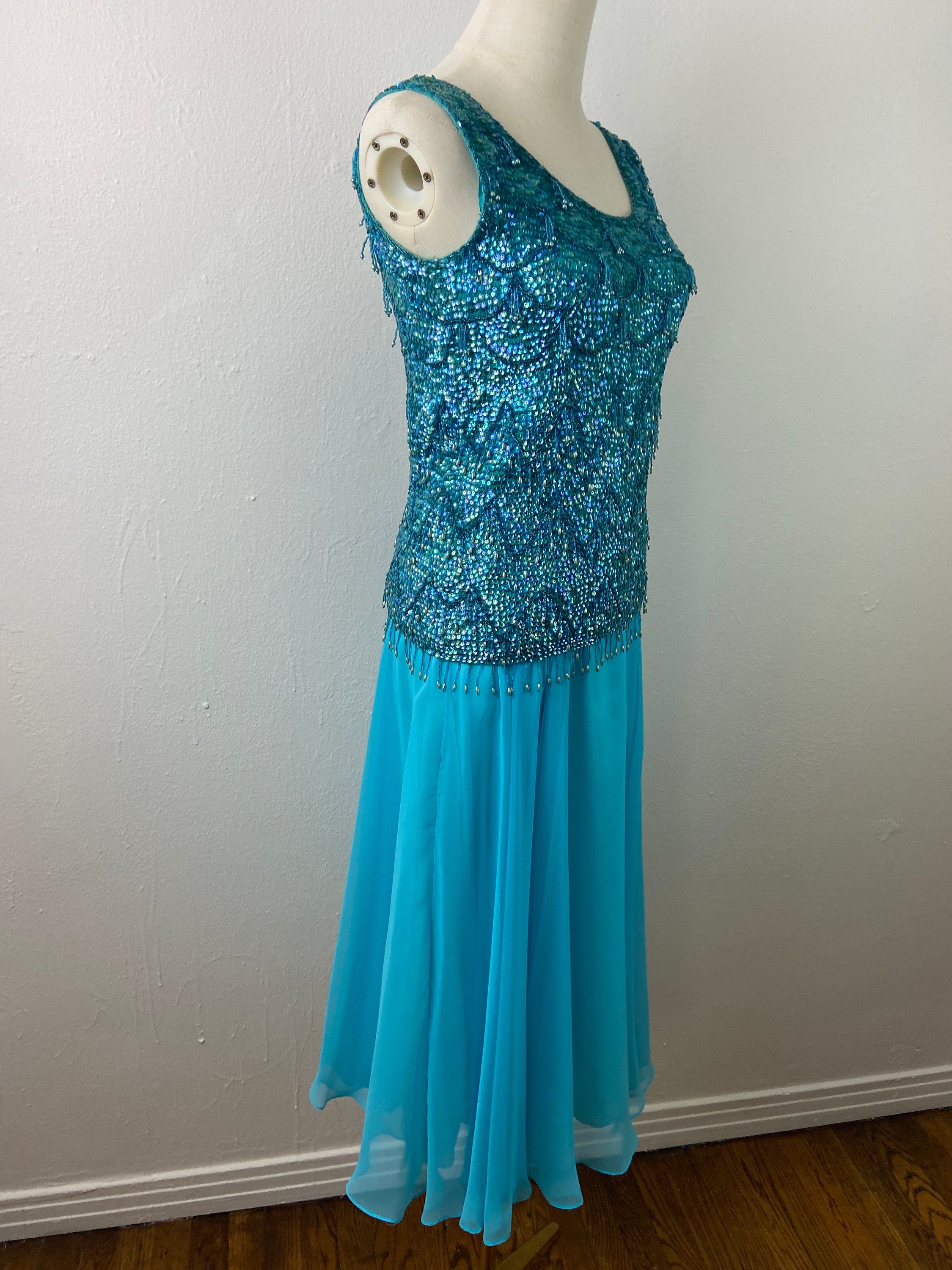 60's Pleated Sleeve Aqua Mini