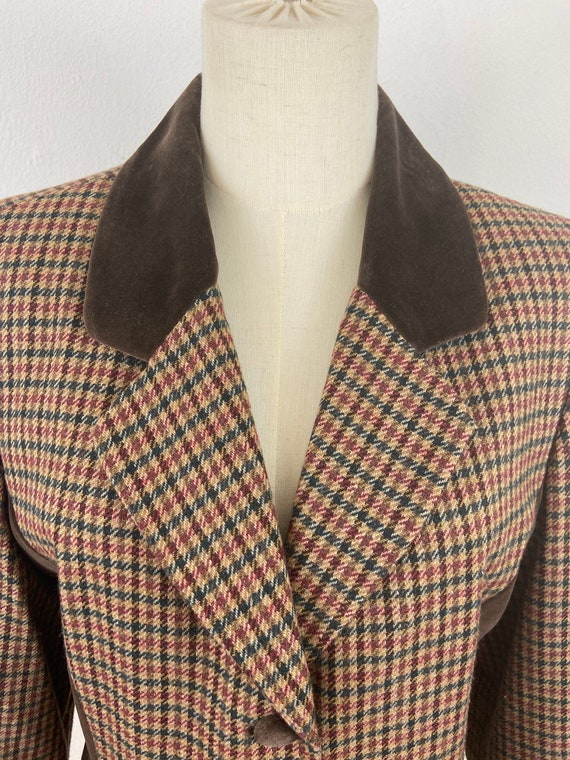Vintage 80s Houndstooth Polo Classic Style Long E… - image 2