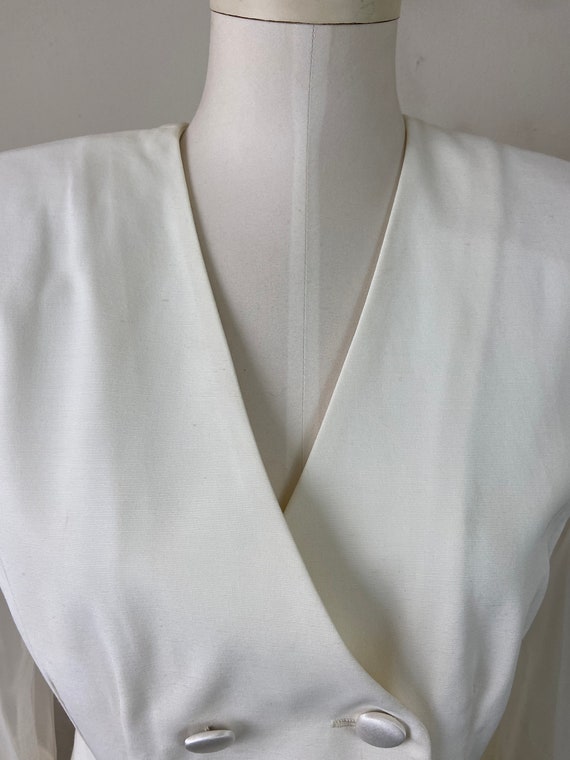 Vintage 90s Marilyn Graham Beige Chiffon Sleeves … - image 3