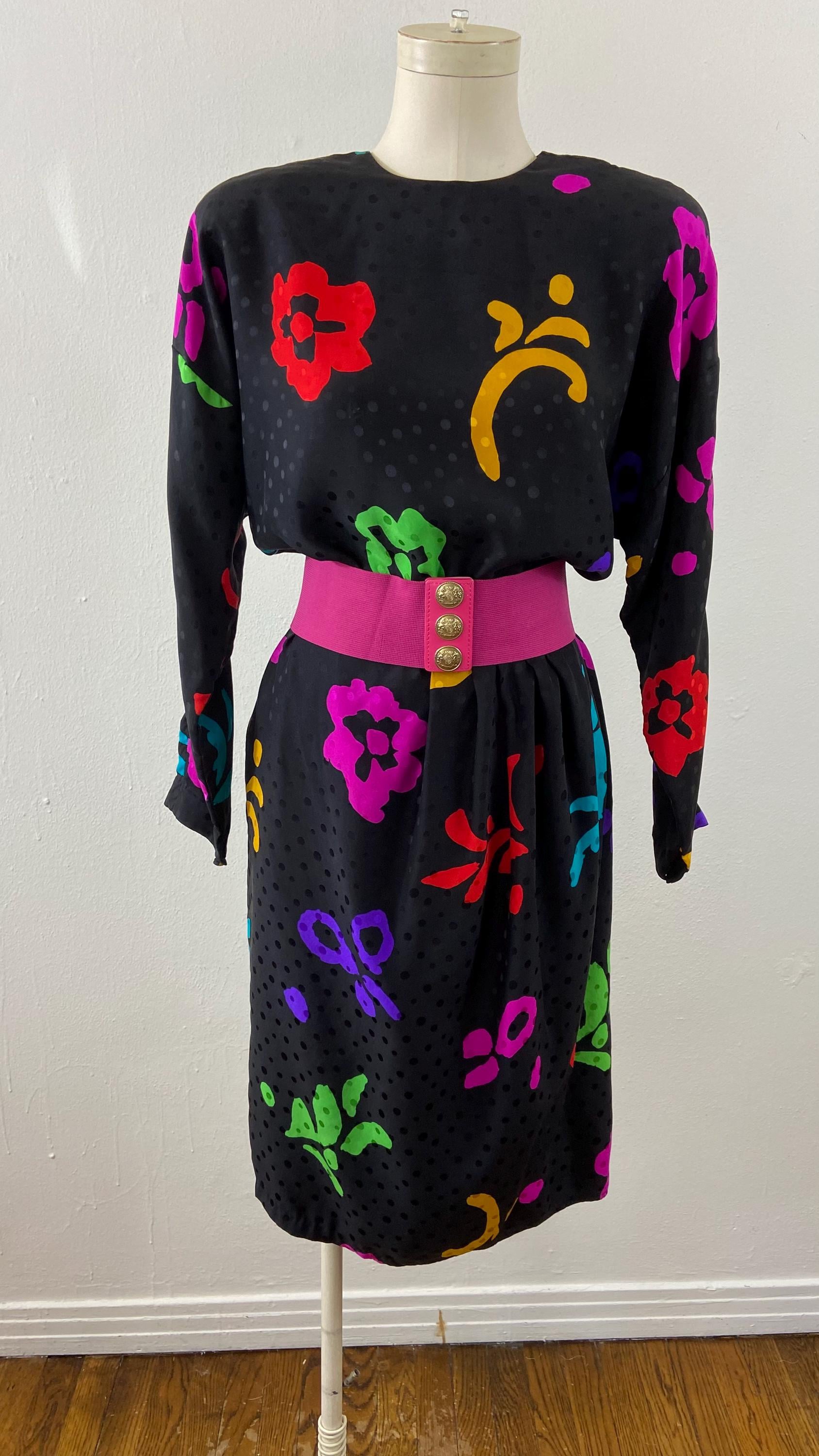 elegant 80s dress 80s Silk Tiered Dress| Vintage Floral Print Feminine Dress| Women's Ch –  Fashion and Fables