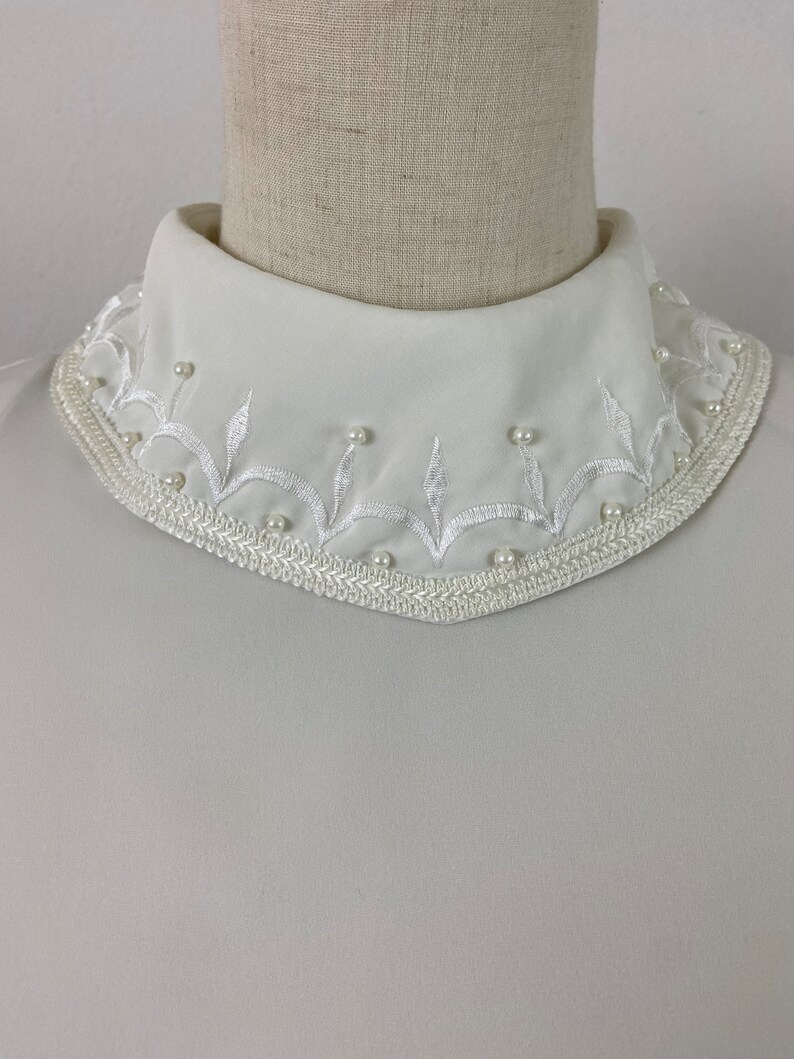 Vintage 80s Embroidered Collar Blouse: Ives St. Clair Cream Top, Size ...