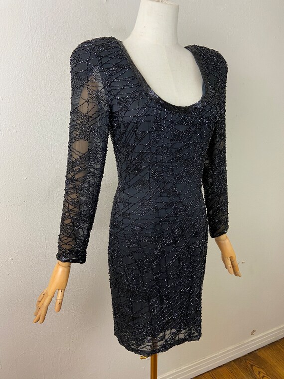 Vintage 80s OLEG CASSINI Embellished Black Cockta… - image 3