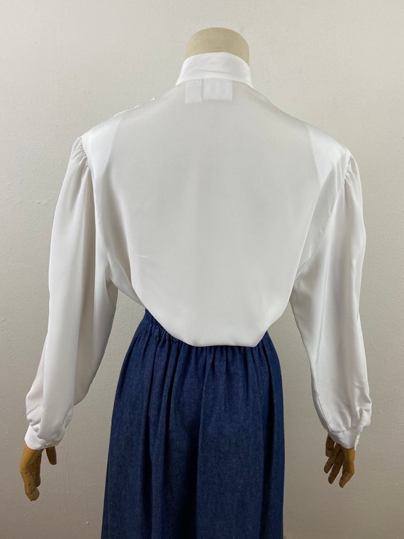 Vintage 80s White Romantic Long Puffy Sleeves Wit… - image 9