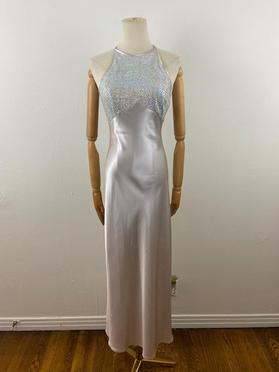 Vintage 80s Metallic Iridescent Gown: Open Back Charmuse Skirt - Betsy  Addams Size 3/4 - Etsy