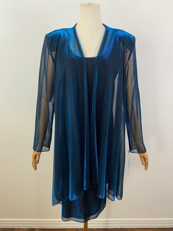 Vintage 80s Blue Iridescent Sapphire Disco Party D