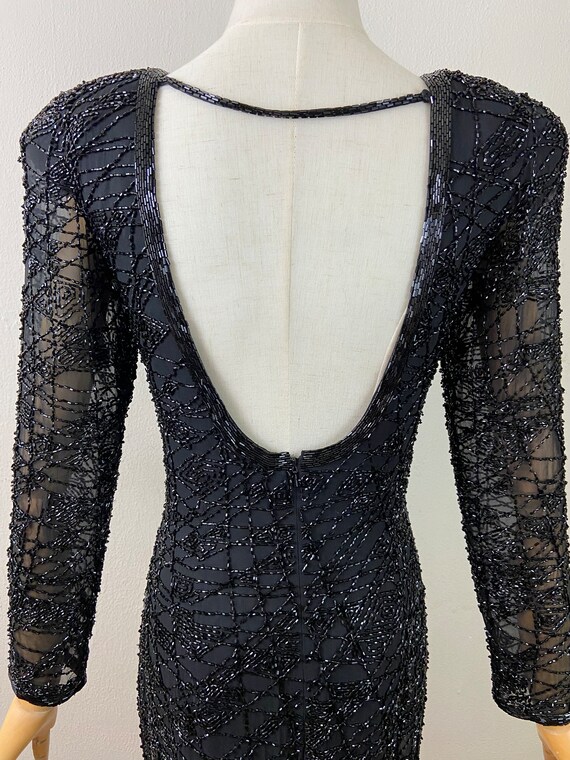 Vintage 80s OLEG CASSINI Embellished Black Cockta… - image 9